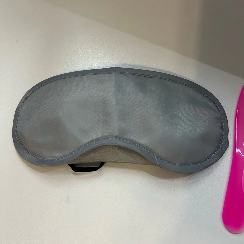 Gray Satin Sleep Mask and Pink Comb Set